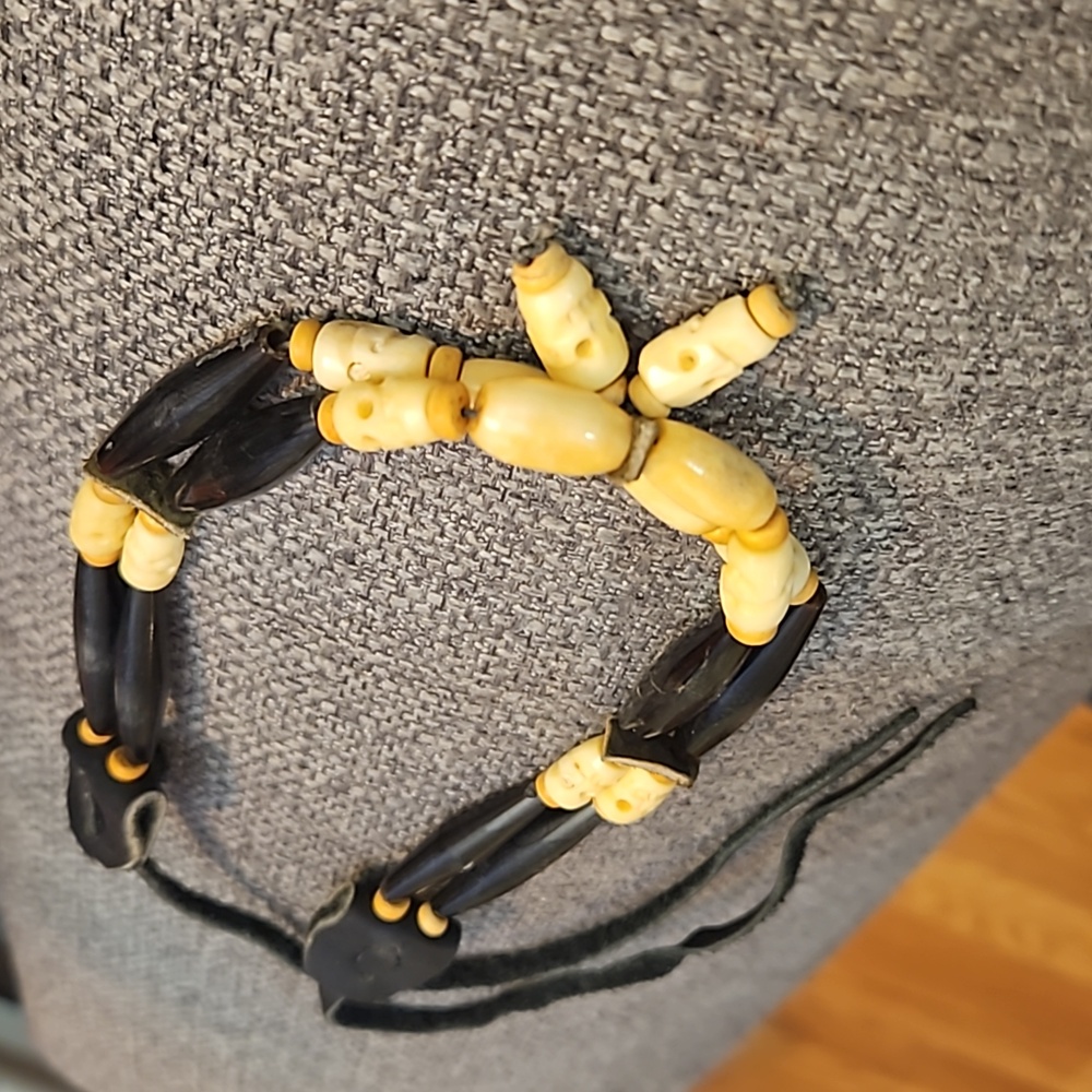 Bone and Leather Native American Vintage Necklace